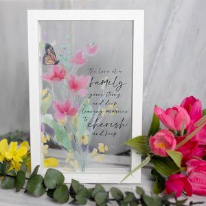 Painted Glass, Framed Family Artwork, watercolor floral art by Amylee Weeks
